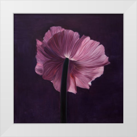 PURPLE FLOWER ON A DARK BACKGROUND White Modern Wood Framed Art Print by Atelier B Art Studio