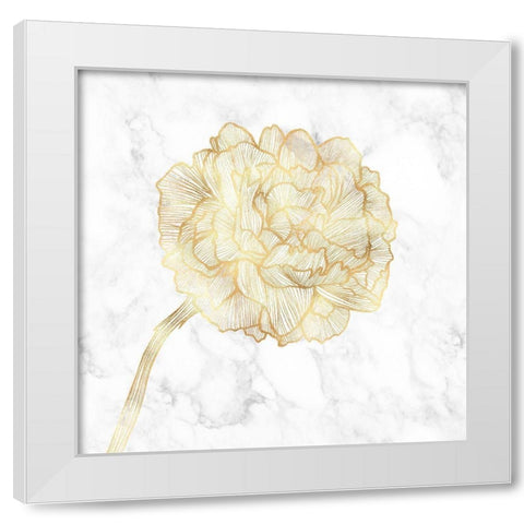GOLDEN PEONY White Modern Wood Framed Art Print by Atelier B Art Studio