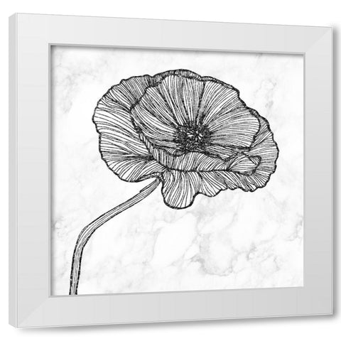 BRIGHT POPPY FLOWER White Modern Wood Framed Art Print by Atelier B Art Studio