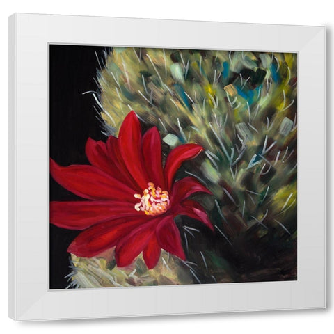 ECHINOPSIS RED CACTUS FLOWER White Modern Wood Framed Art Print by Atelier B Art Studio