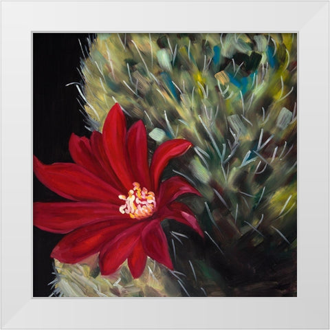 ECHINOPSIS RED CACTUS FLOWER White Modern Wood Framed Art Print by Atelier B Art Studio