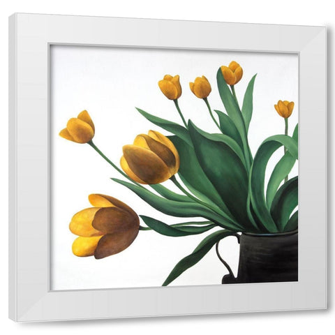 YELLOW TULIPS White Modern Wood Framed Art Print by Atelier B Art Studio