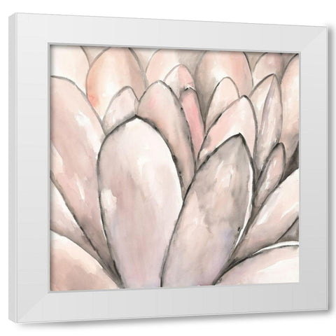BLUSH PINK FLOWER White Modern Wood Framed Art Print by Atelier B Art Studio