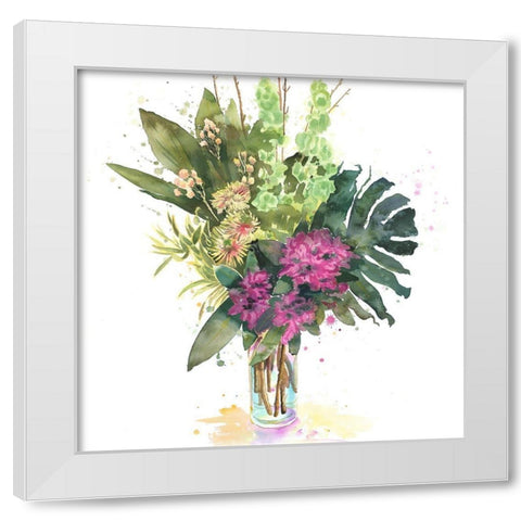 TROPICAL FLOWER ASSEMBLAGE White Modern Wood Framed Art Print by Atelier B Art Studio