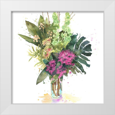 TROPICAL FLOWER ASSEMBLAGE White Modern Wood Framed Art Print by Atelier B Art Studio