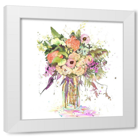 ROMANTIC BOUQUET White Modern Wood Framed Art Print by Atelier B Art Studio