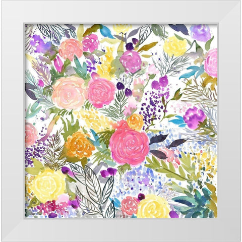 BUNDLE OF FLOWERS White Modern Wood Framed Art Print by Atelier B Art Studio