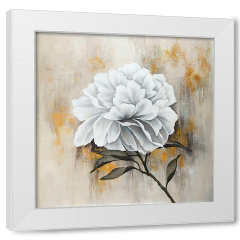 WHITE PEONY White Modern Wood Framed Art Print by Atelier B Art Studio