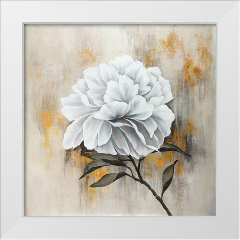 WHITE PEONY White Modern Wood Framed Art Print by Atelier B Art Studio