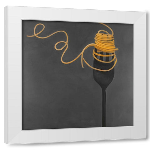 Spaghetti Pasta around the Fork White Modern Wood Framed Art Print by Atelier B Art Studio