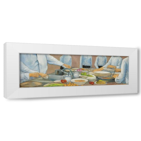 Cook Chefs at Work White Modern Wood Framed Art Print by Atelier B Art Studio