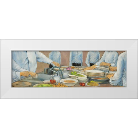 Cook Chefs at Work White Modern Wood Framed Art Print by Atelier B Art Studio
