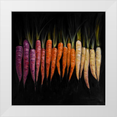 Different Coloured Carrots Vegetable White Modern Wood Framed Art Print by Atelier B Art Studio