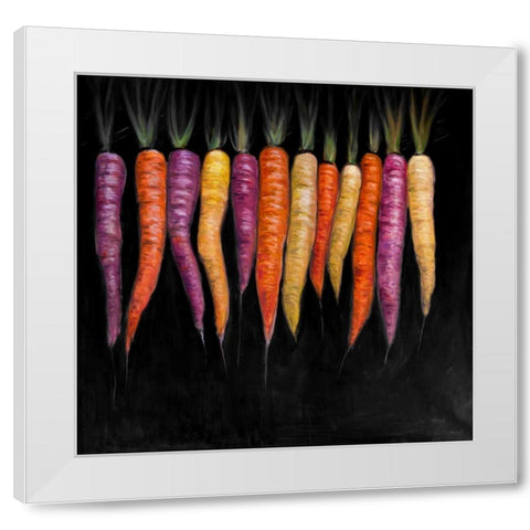 Colorful Carrots Vegetable White Modern Wood Framed Art Print by Atelier B Art Studio