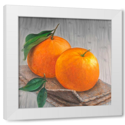 Oranges Fruit White Modern Wood Framed Art Print by Atelier B Art Studio