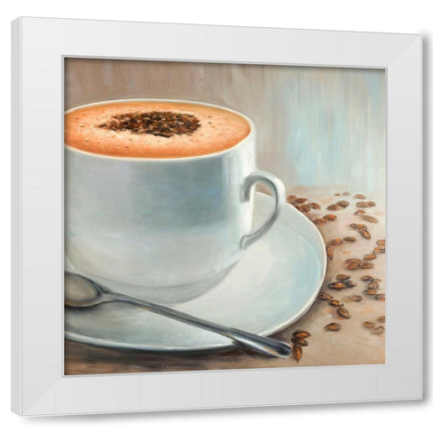 Cappuccino Time White Modern Wood Framed Art Print by Atelier B Art Studio