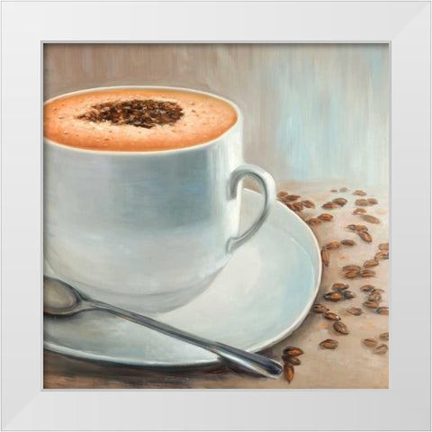 Cappuccino Time White Modern Wood Framed Art Print by Atelier B Art Studio