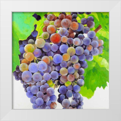 Bunch of Grapes White Modern Wood Framed Art Print by Atelier B Art Studio