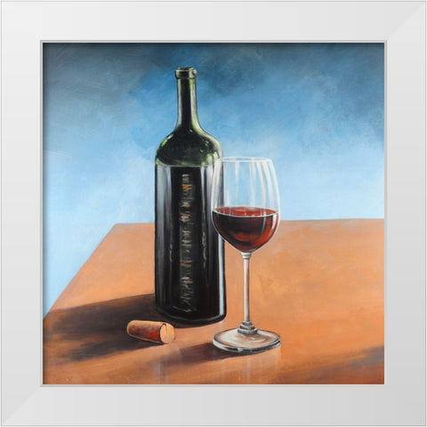 Bottle of Bordeaux with Whine Glass White Modern Wood Framed Art Print by Atelier B Art Studio