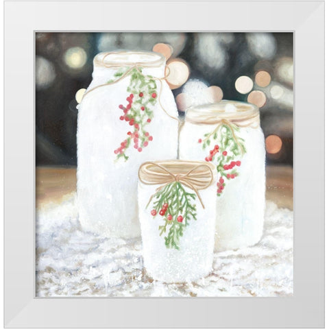 CHRISTMAS CANDLES White Modern Wood Framed Art Print by Atelier B Art Studio