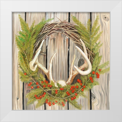 CHRISTMAS WREATH WITH PANACHE White Modern Wood Framed Art Print by Atelier B Art Studio