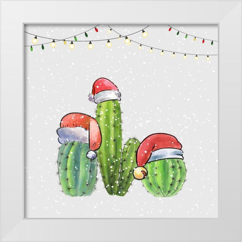 CHRISTMAS CACTUS White Modern Wood Framed Art Print by Atelier B Art Studio