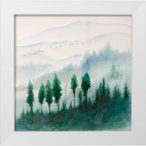 Landscape in watercolor White Modern Wood Framed Art Print by Atelier B Art Studio