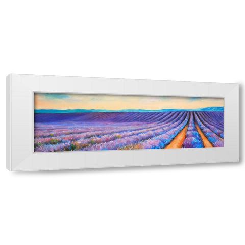 Lavender Fields White Modern Wood Framed Art Print by Atelier B Art Studio