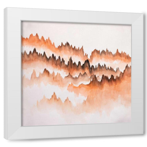 Distant Mountains White Modern Wood Framed Art Print by Atelier B Art Studio