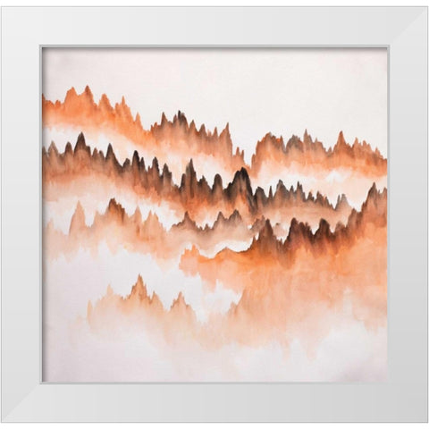 Distant Mountains White Modern Wood Framed Art Print by Atelier B Art Studio