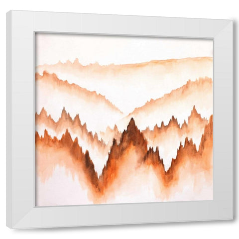 Distant Mountains and Trees White Modern Wood Framed Art Print by Atelier B Art Studio