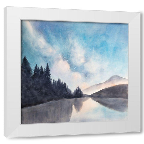 LAKEVIEW BY NIGHT White Modern Wood Framed Art Print by Atelier B Art Studio