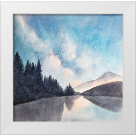 LAKEVIEW BY NIGHT White Modern Wood Framed Art Print by Atelier B Art Studio