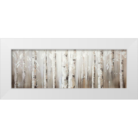 WHITE BIRCHES ON GRAY BACKGROUND White Modern Wood Framed Art Print by Atelier B Art Studio