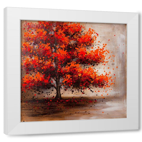 TREE WITH DOTTED LEAVES White Modern Wood Framed Art Print by Atelier B Art Studio