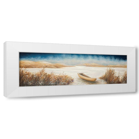 BOAT IN THE MIDDLE OF A SWAMP White Modern Wood Framed Art Print by Atelier B Art Studio