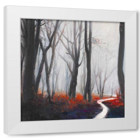 Mysterious Forest with a Stream White Modern Wood Framed Art Print by Atelier B Art Studio