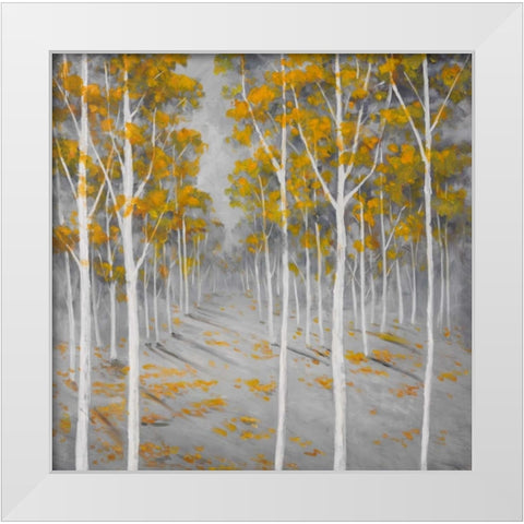 Birch Forest White Modern Wood Framed Art Print by Atelier B Art Studio
