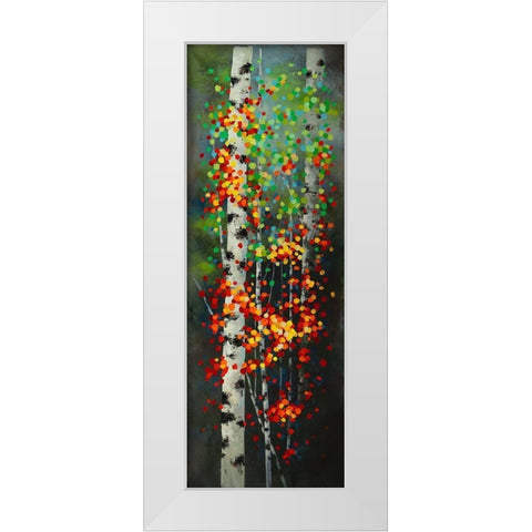COLORFUL DOTTED LEAVES BIRCHES White Modern Wood Framed Art Print by Atelier B Art Studio