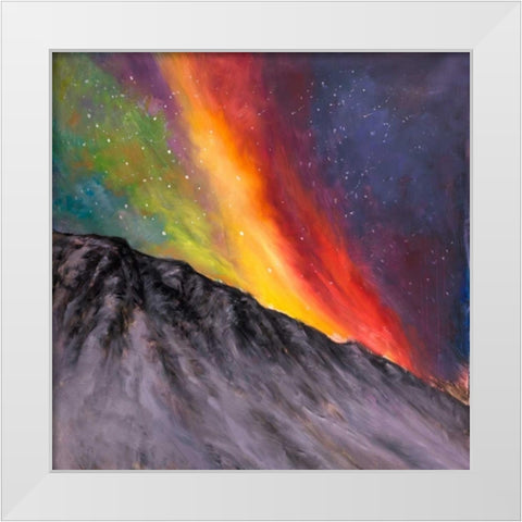 Aurora Borealis in the Mountain White Modern Wood Framed Art Print by Atelier B Art Studio