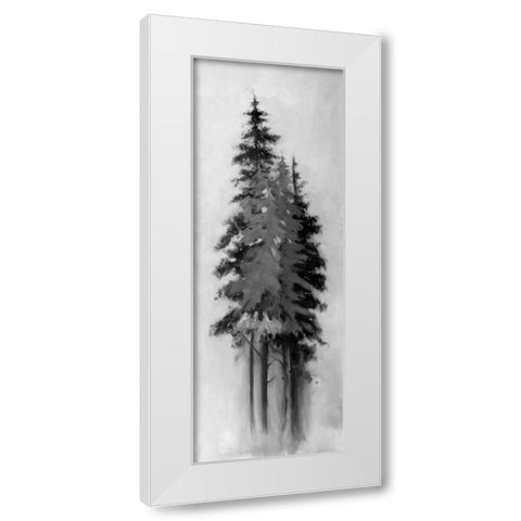 Silhouette of Black and Grey Trees White Modern Wood Framed Art Print by Atelier B Art Studio