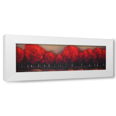 RED TREES BY A DARK DAY White Modern Wood Framed Art Print by Atelier B Art Studio