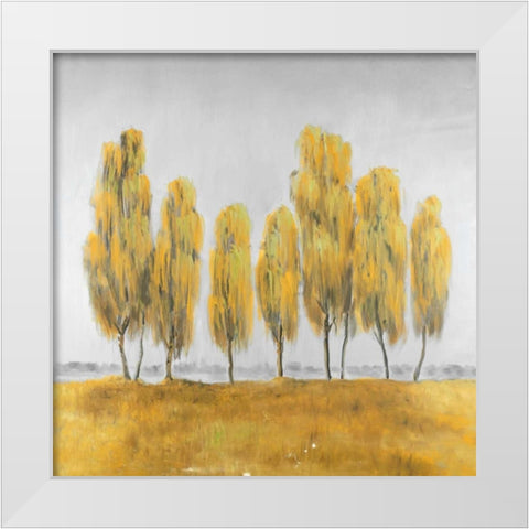 Seven Yellow Trees Abstract White Modern Wood Framed Art Print by Atelier B Art Studio
