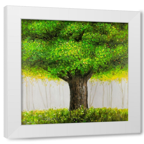 BIG TREE White Modern Wood Framed Art Print by Atelier B Art Studio
