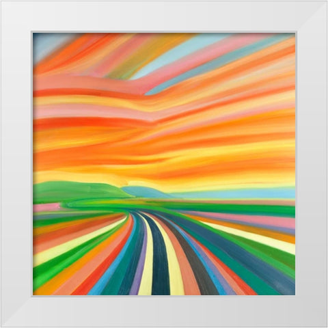 Colorful Road White Modern Wood Framed Art Print by Atelier B Art Studio
