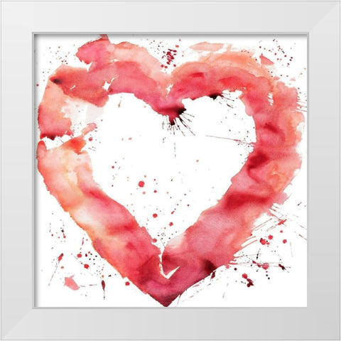 WATERCOLOR ABSTRACT HEART White Modern Wood Framed Art Print by Atelier B Art Studio