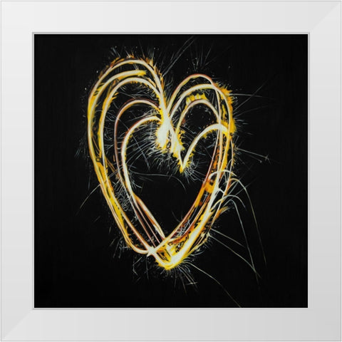 FIREWORKS HEART White Modern Wood Framed Art Print by Atelier B Art Studio