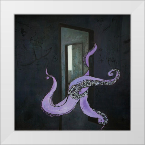 OCTOPUS STREET ART White Modern Wood Framed Art Print by Atelier B Art Studio