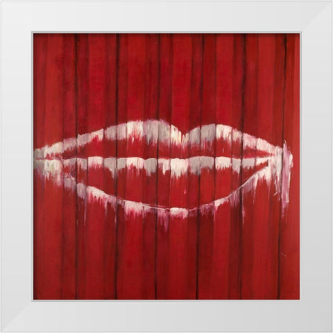 GRAFFITI OF A MOUTH ON CONTAINER White Modern Wood Framed Art Print by Atelier B Art Studio