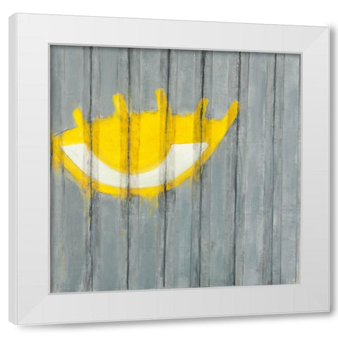 YELLOW EYE ON A CONTAINER White Modern Wood Framed Art Print by Atelier B Art Studio
